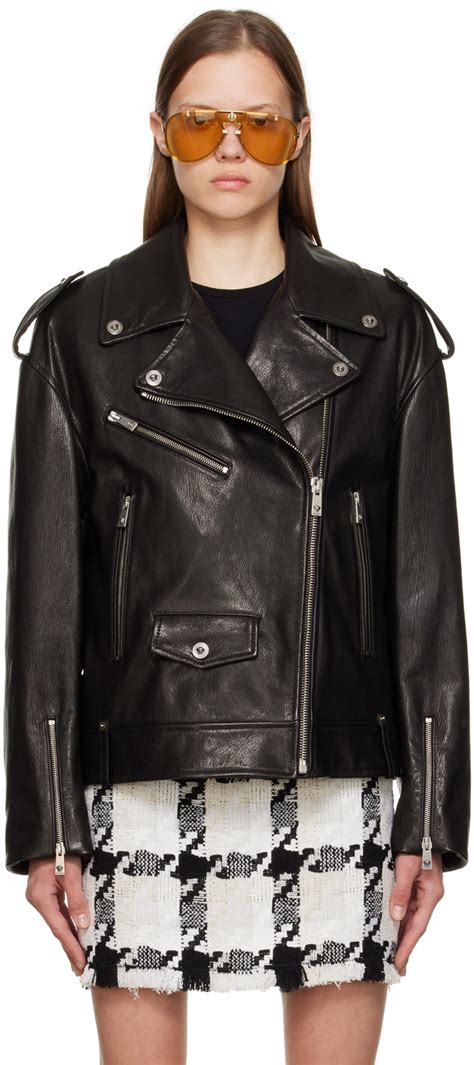 versace leather jacket women|Versace leather jacket price.